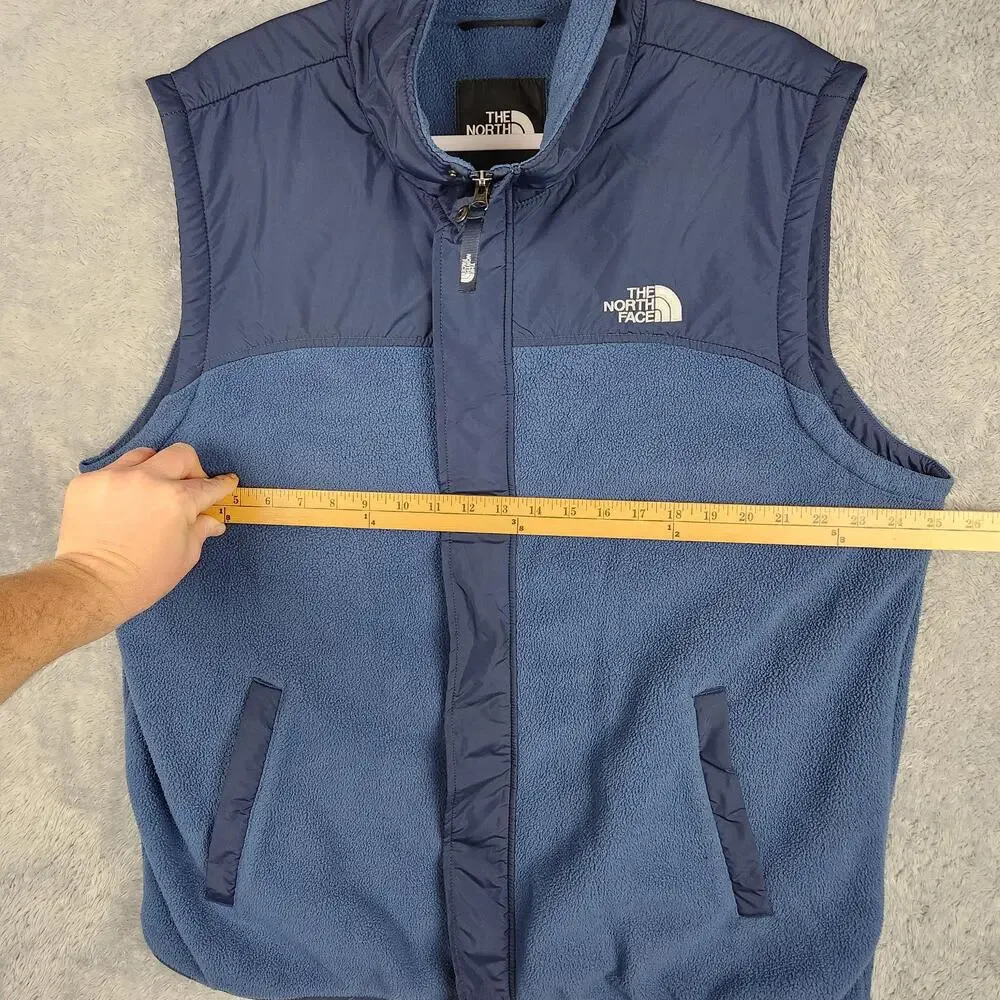 The North Face Vest Mens XL Blue Fleece Full Zip Insulated Hiking NF0A87RG Logo